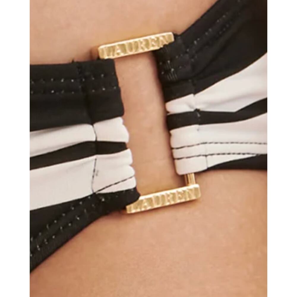 Lauren Ralph Lauren Resort Stripe Hipster Bikini Bottom | 14, Black White NEW - Picture 2 of 5
